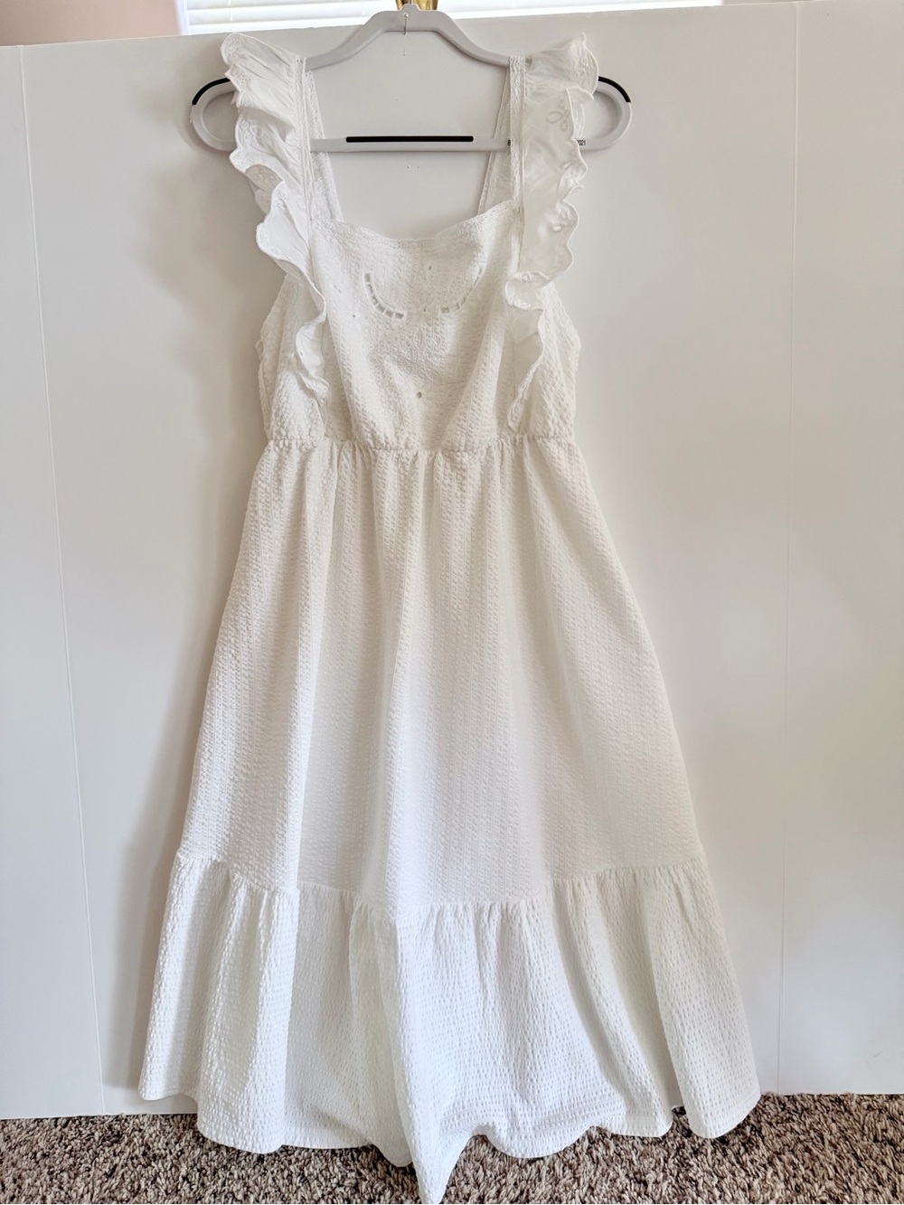 Zara Kids White Ruffled Eyelet Dress for Girls